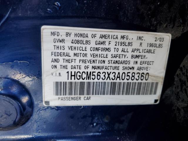 Photo 11 VIN: 1HGCM563X3A058360 - HONDA ACCORD 