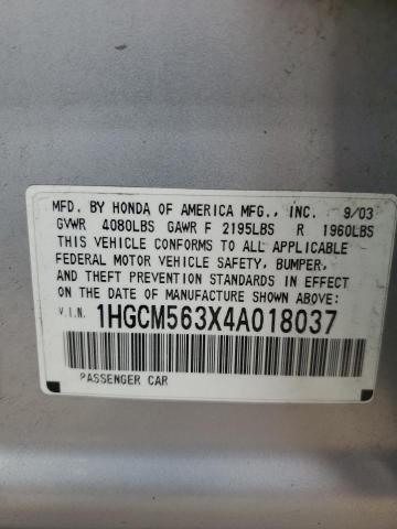 Photo 11 VIN: 1HGCM563X4A018037 - HONDA ACCORD LX 