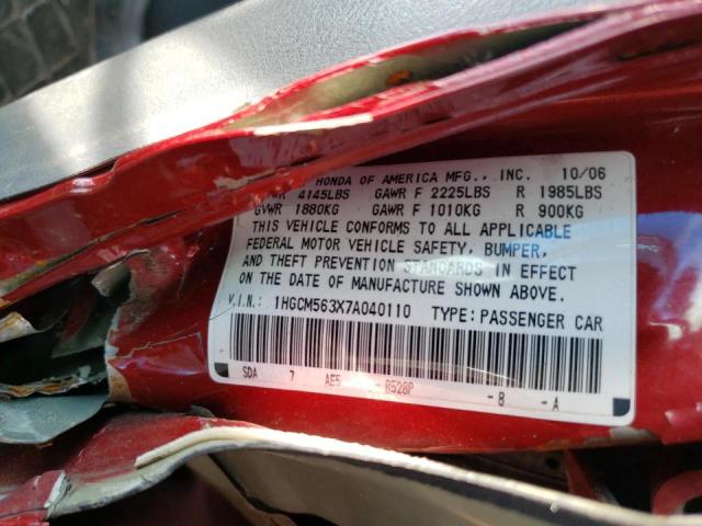 Photo 9 VIN: 1HGCM563X7A040110 - HONDA ACCORD SE 