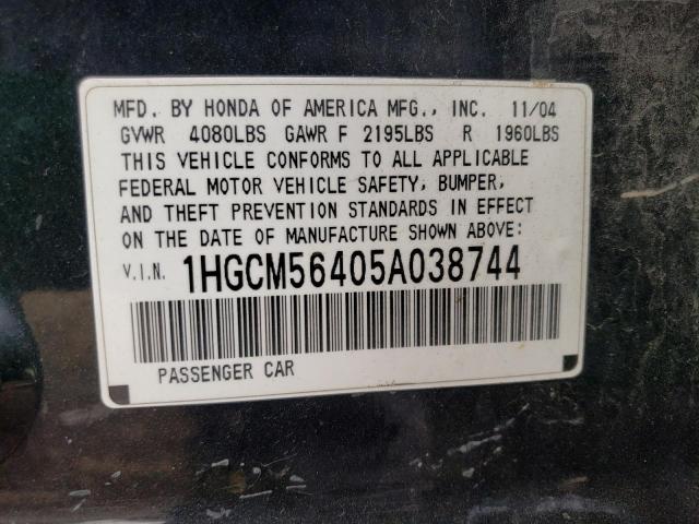 Photo 11 VIN: 1HGCM56405A038744 - HONDA ACCORD 