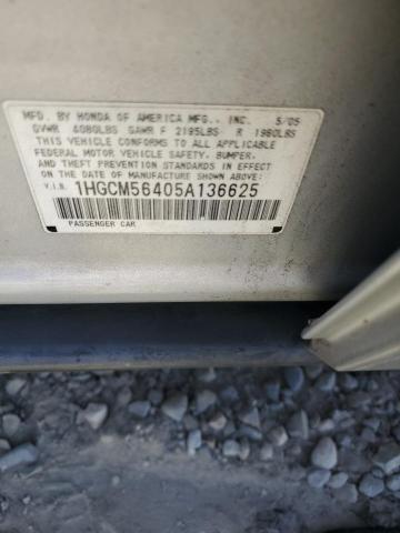 Photo 12 VIN: 1HGCM56405A136625 - HONDA ACCORD LX 