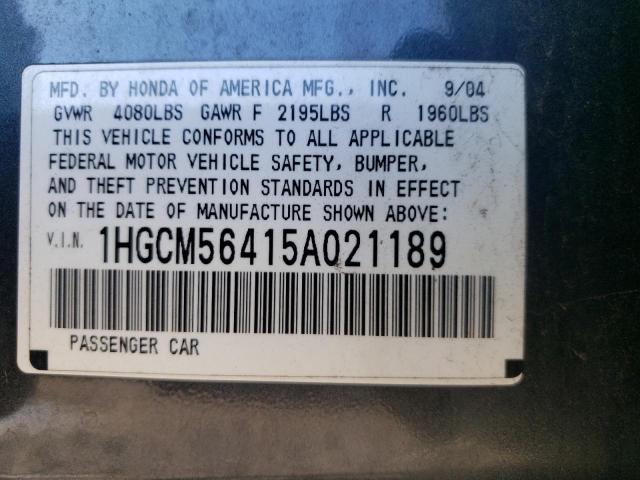 Photo 11 VIN: 1HGCM56415A021189 - HONDA ACCORD 