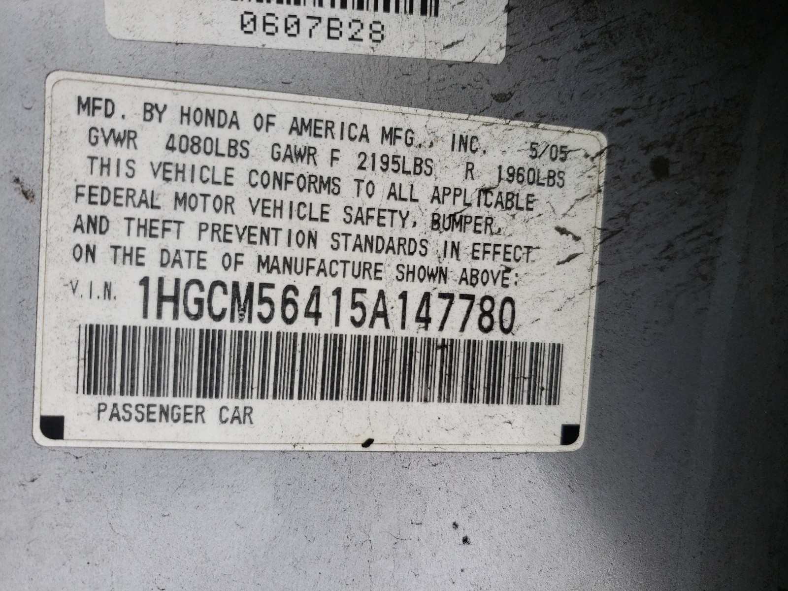 Photo 9 VIN: 1HGCM56415A147780 - HONDA ACCORD LX 