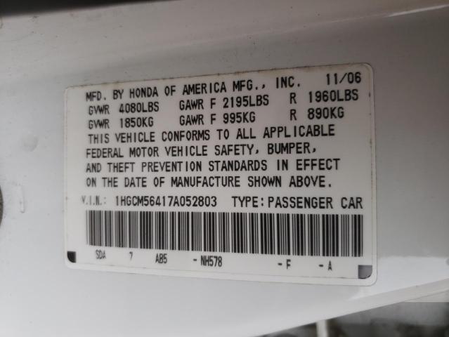 Photo 9 VIN: 1HGCM56417A052803 - HONDA ACCORD LX 