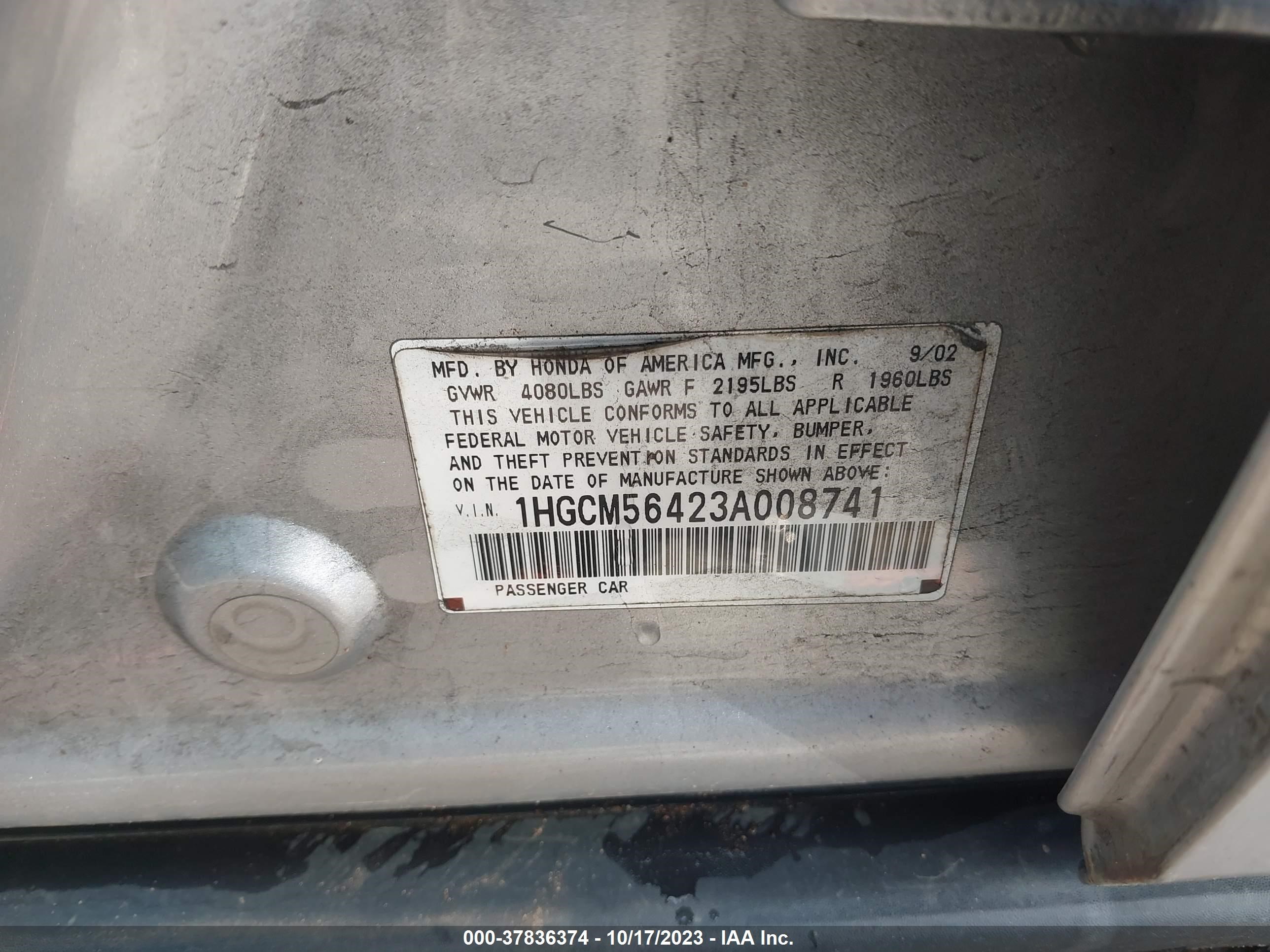 Photo 8 VIN: 1HGCM56423A008741 - HONDA ACCORD 