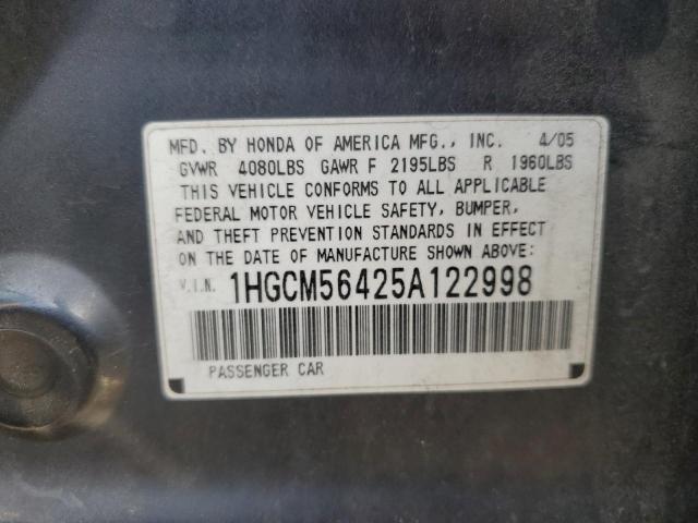 Photo 12 VIN: 1HGCM56425A122998 - HONDA ACCORD LX 