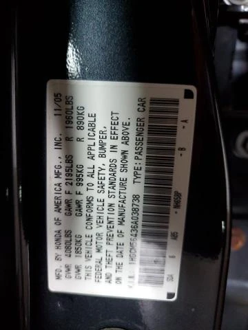 Photo 12 VIN: 1HGCM56436A038738 - HONDA ACCORD LX 