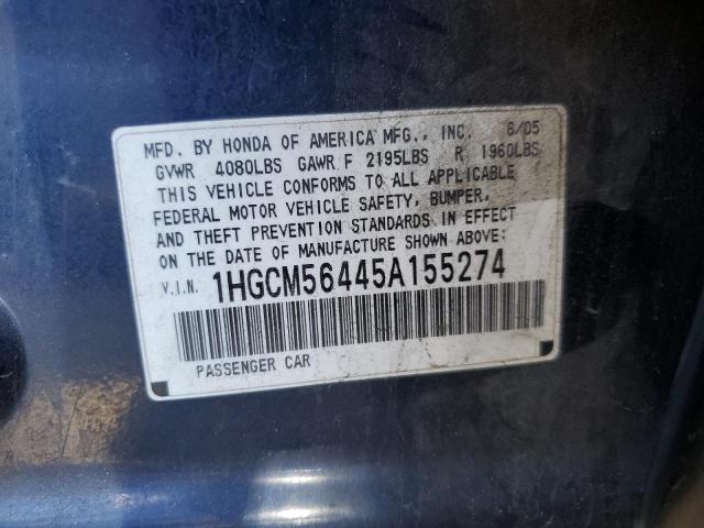 Photo 11 VIN: 1HGCM56445A155274 - HONDA ACCORD LX 