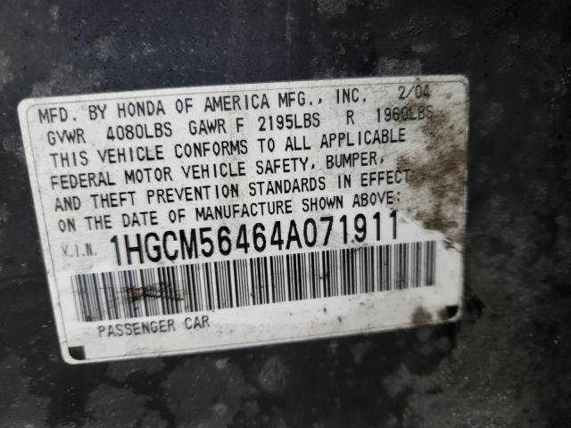 Photo 9 VIN: 1HGCM56464A071911 - HONDA ACCORD LX 