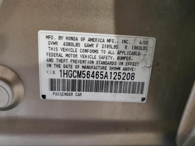 Photo 11 VIN: 1HGCM56465A125208 - HONDA ACCORD LX 