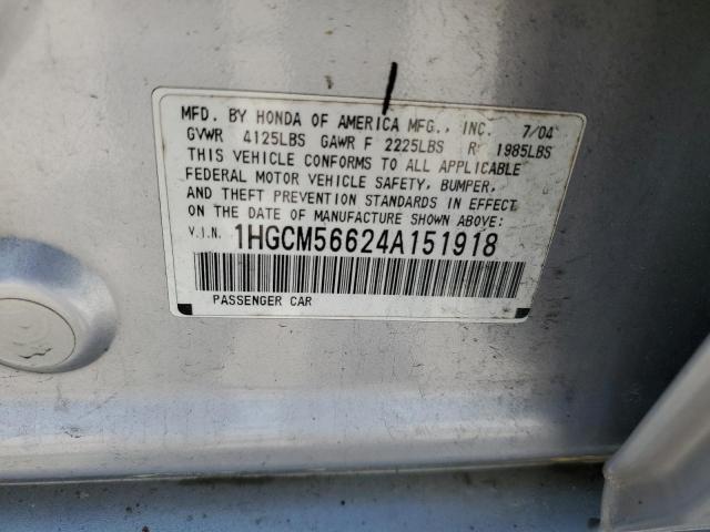 Photo 12 VIN: 1HGCM56624A151918 - HONDA ACCORD EX 