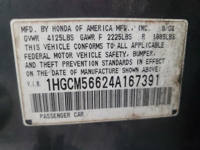 Photo 11 VIN: 1HGCM56624A167391 - HONDA ACCORD EX 