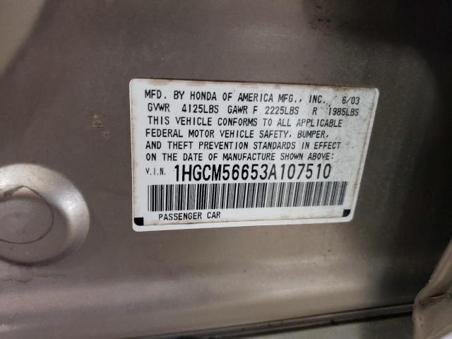 Photo 11 VIN: 1HGCM56653A107510 - HONDA ACCORD EX 