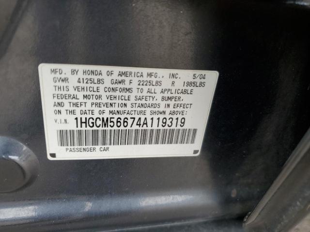 Photo 11 VIN: 1HGCM56674A119319 - HONDA ACCORD EX 