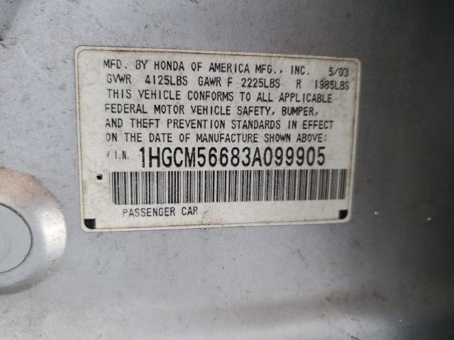 Photo 11 VIN: 1HGCM56683A099905 - HONDA ACCORD EX 