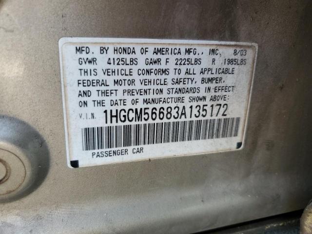 Photo 12 VIN: 1HGCM56683A135172 - HONDA ACCORD 