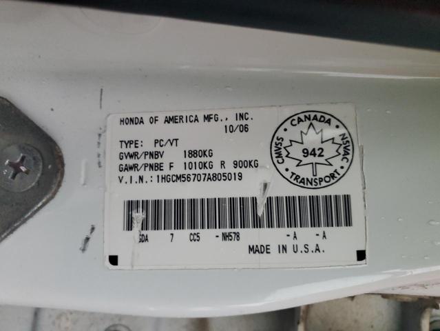 Photo 11 VIN: 1HGCM56707A805019 - HONDA ACCORD EX 