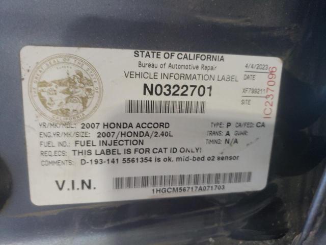 Photo 11 VIN: 1HGCM56717A071703 - HONDA ACCORD EX 