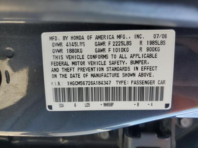 Photo 11 VIN: 1HGCM56726A184347 - HONDA ACCORD EX 