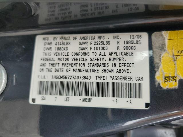 Photo 11 VIN: 1HGCM56727A073640 - HONDA ACCORD EX 