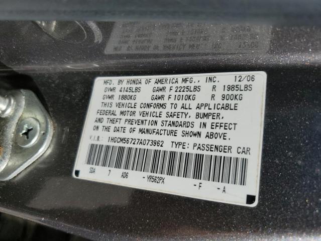 Photo 12 VIN: 1HGCM56727A073962 - HONDA ACCORD EX 