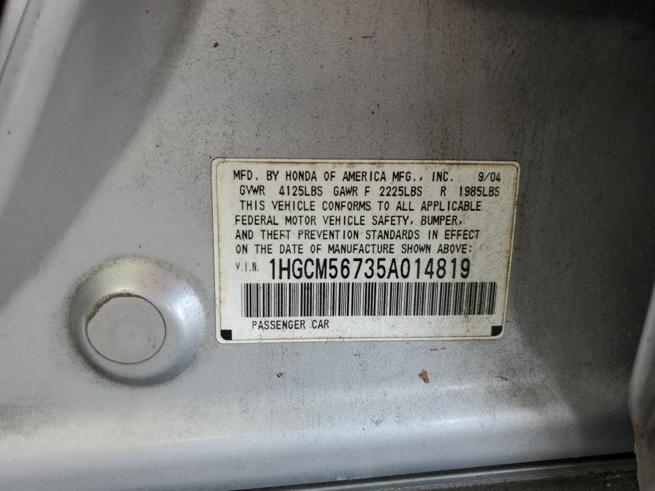 Photo 12 VIN: 1HGCM56735A014819 - HONDA ACCORD 