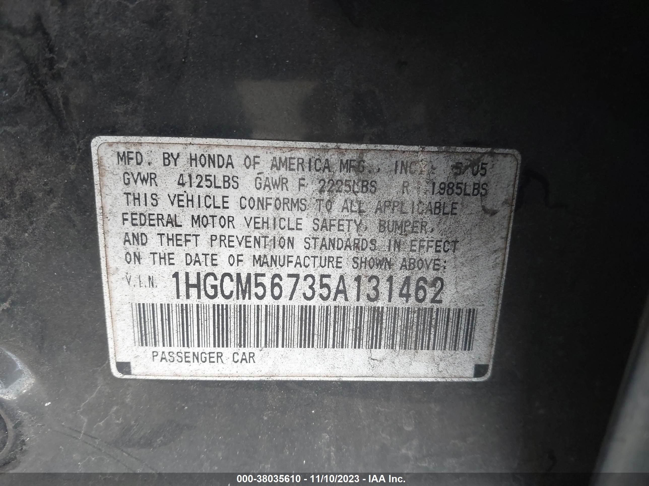 Photo 8 VIN: 1HGCM56735A131462 - HONDA ACCORD 