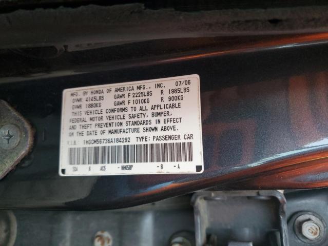 Photo 11 VIN: 1HGCM56736A184292 - HONDA ACCORD EX 