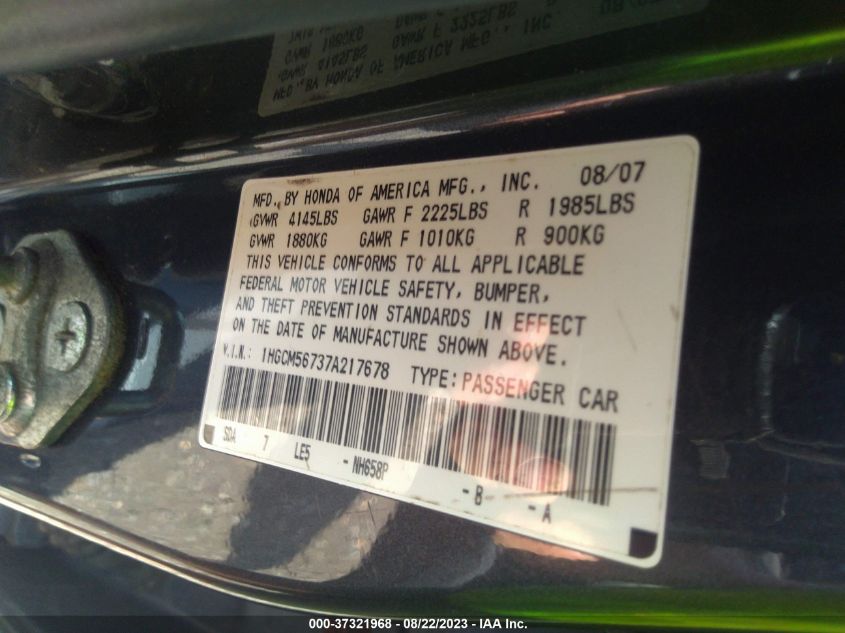 Photo 8 VIN: 1HGCM56737A217678 - HONDA ACCORD 