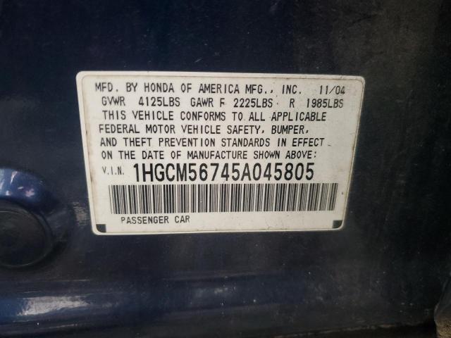 Photo 11 VIN: 1HGCM56745A045805 - HONDA ACCORD EX 