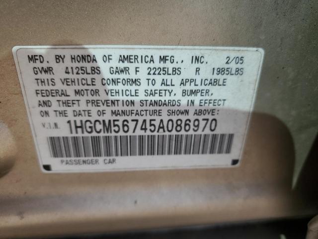 Photo 11 VIN: 1HGCM56745A086970 - HONDA ACCORD EX 