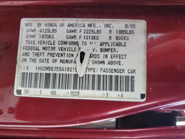 Photo 11 VIN: 1HGCM56755A182154 - HONDA ACCORD EX 