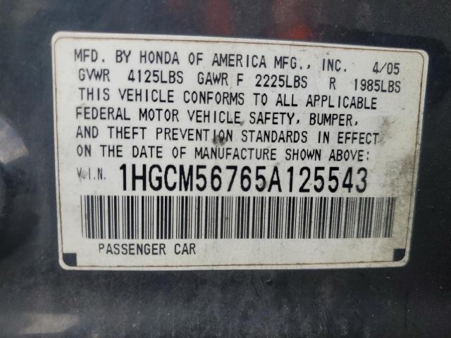 Photo 11 VIN: 1HGCM56765A125543 - HONDA ACCORD EX 