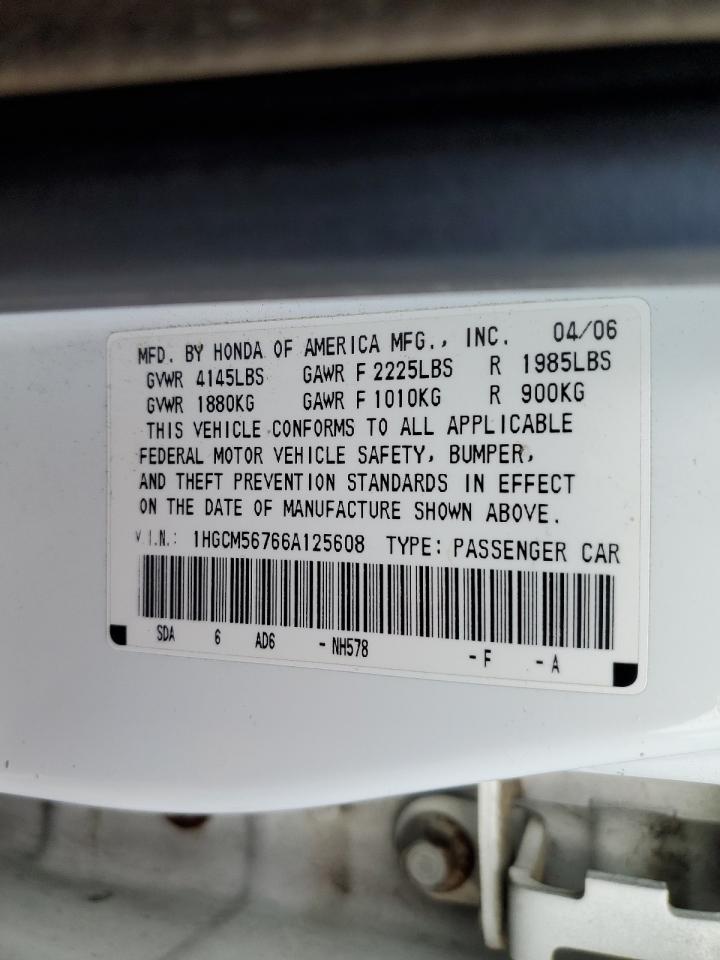 Photo 12 VIN: 1HGCM56766A125608 - HONDA ACCORD 