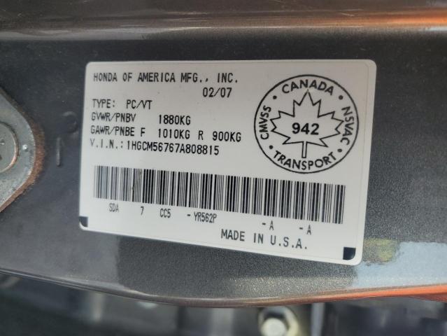 Photo 11 VIN: 1HGCM56767A808815 - HONDA ACCORD EX 