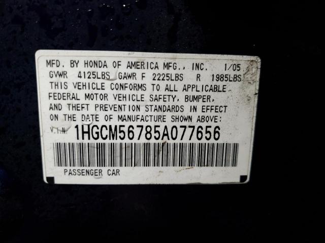 Photo 11 VIN: 1HGCM56785A077656 - HONDA ACCORD 