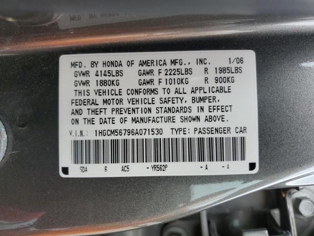 Photo 11 VIN: 1HGCM56796A071530 - HONDA ACCORD EX 