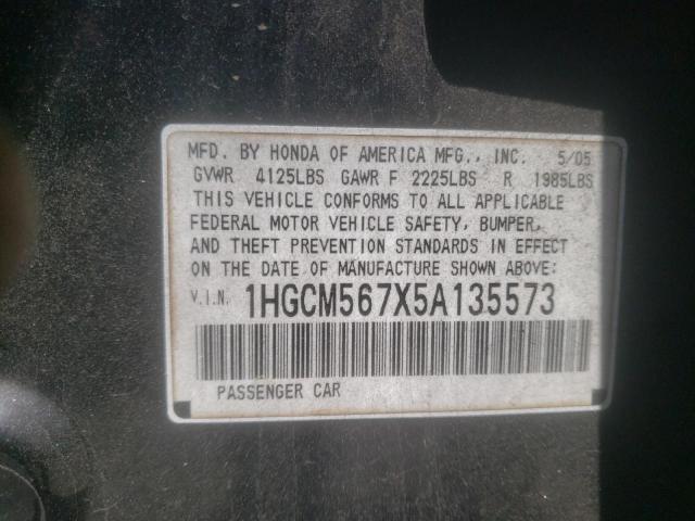 Photo 9 VIN: 1HGCM567X5A135573 - HONDA ACCORD EX 