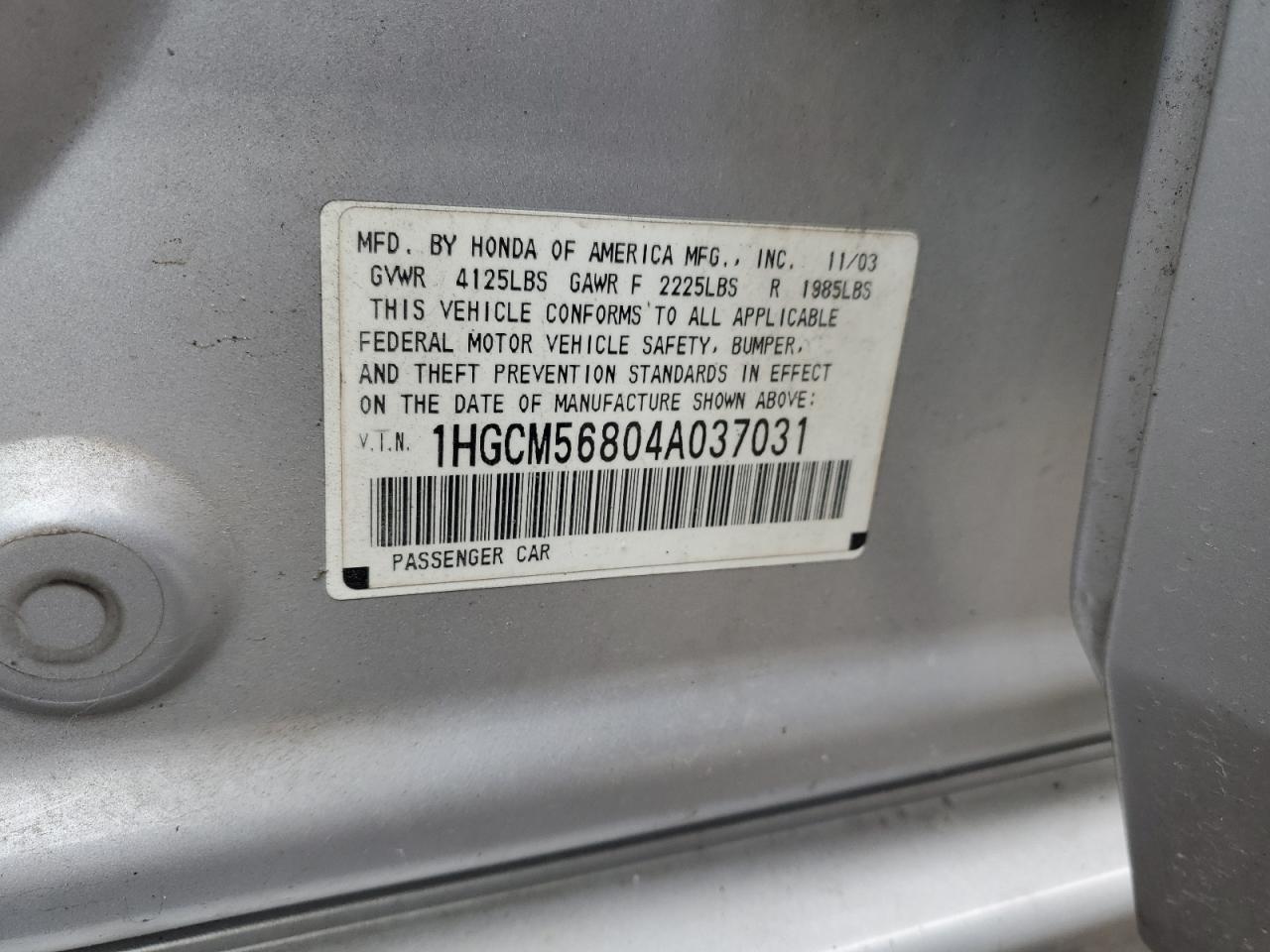 Photo 11 VIN: 1HGCM56804A037031 - HONDA ACCORD 