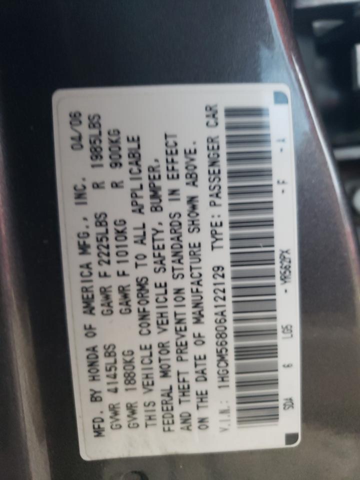 Photo 11 VIN: 1HGCM56806A122129 - HONDA ACCORD 