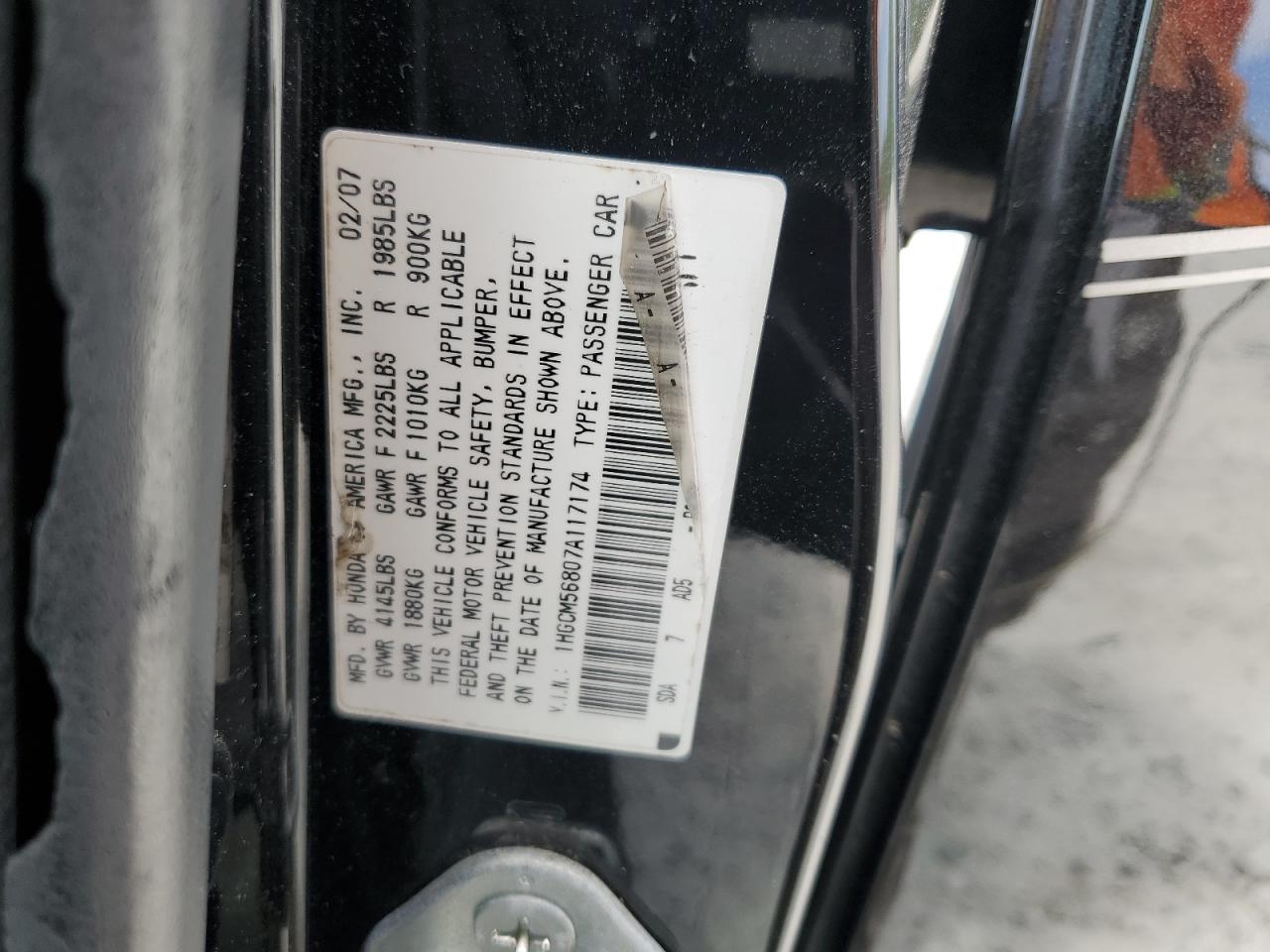 Photo 12 VIN: 1HGCM56807A117174 - HONDA ACCORD 