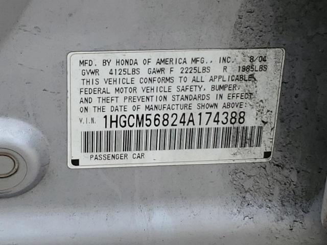 Photo 11 VIN: 1HGCM56824A174388 - HONDA ACCORD EX 