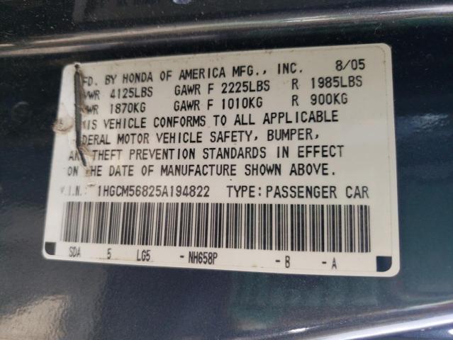 Photo 11 VIN: 1HGCM56825A194822 - HONDA ACCORD EX 