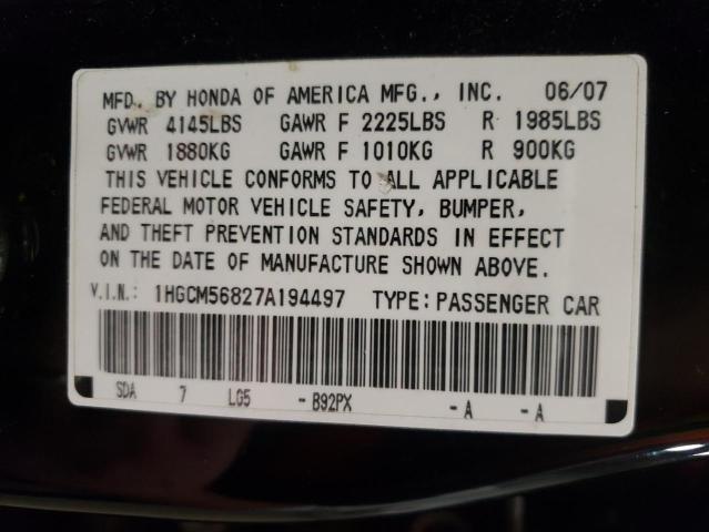 Photo 9 VIN: 1HGCM56827A194497 - HONDA ACCORD 