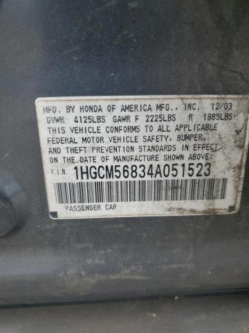 Photo 11 VIN: 1HGCM56834A051523 - HONDA ACCORD EX 