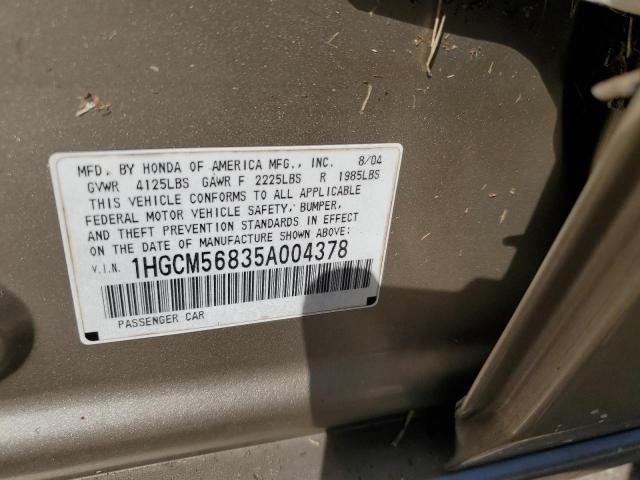 Photo 12 VIN: 1HGCM56835A004378 - HONDA ACCORD EX 