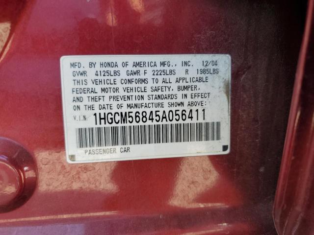 Photo 12 VIN: 1HGCM56845A056411 - HONDA ACCORD EX 