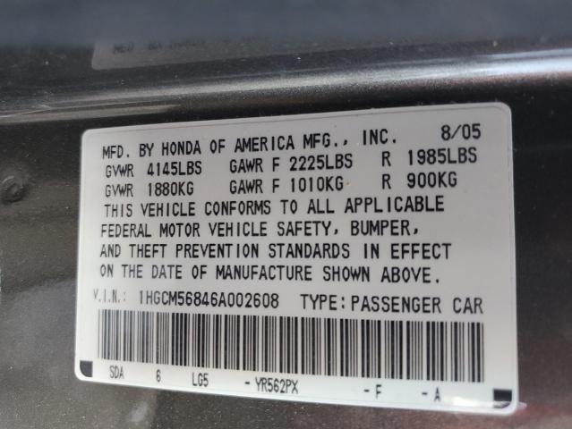 Photo 11 VIN: 1HGCM56846A002608 - HONDA ACCORD EX 