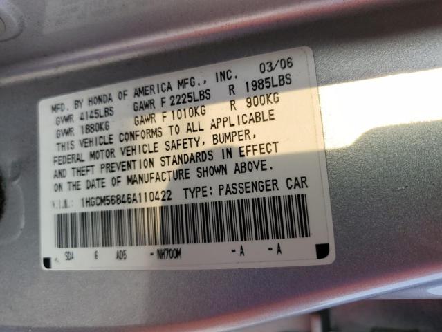 Photo 11 VIN: 1HGCM56846A110422 - HONDA ACCORD 