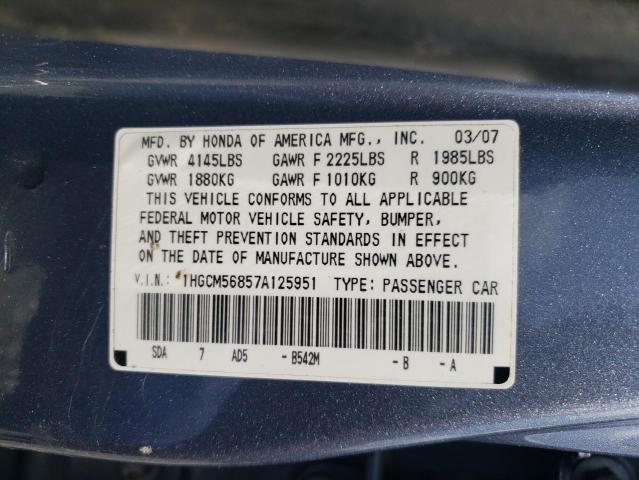 Photo 11 VIN: 1HGCM56857A125951 - HONDA ACCORD EX 